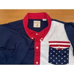 Red Head Brand Co. Shirt Men 2XL Red White Blue Stars‎ Stripes America 🇺🇸 USA